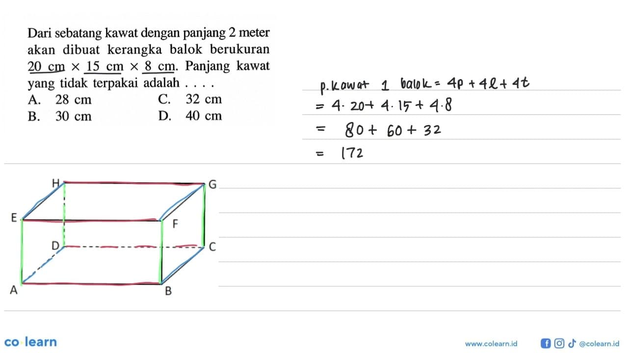 Dari sebatang kawat dengan panjang 2 meter akan dibuat