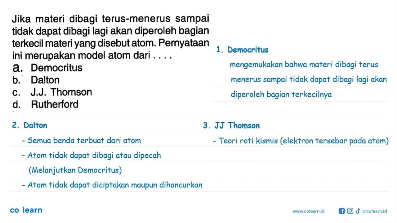 Jika materi dibagi terus-menerus sampai tidak dapat dibagi