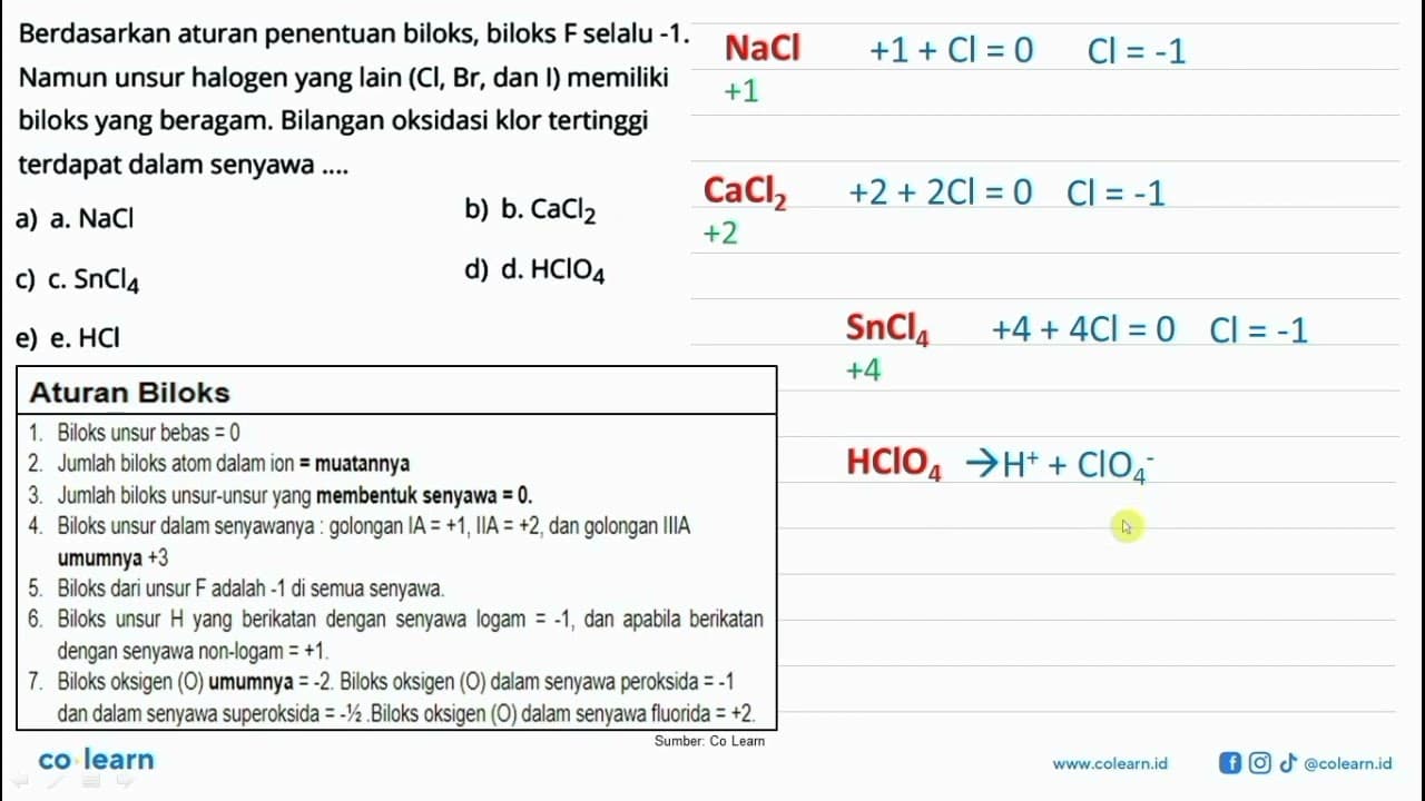 Berdasarkan aturan penentuan biloks, biloks F selalu -1.