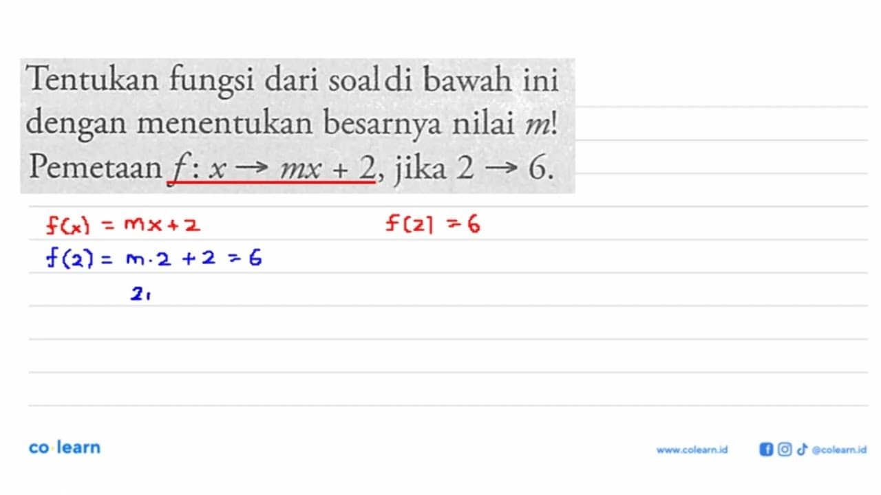 Tentukan fungsi dari soal di bawah ini dengan menentukan