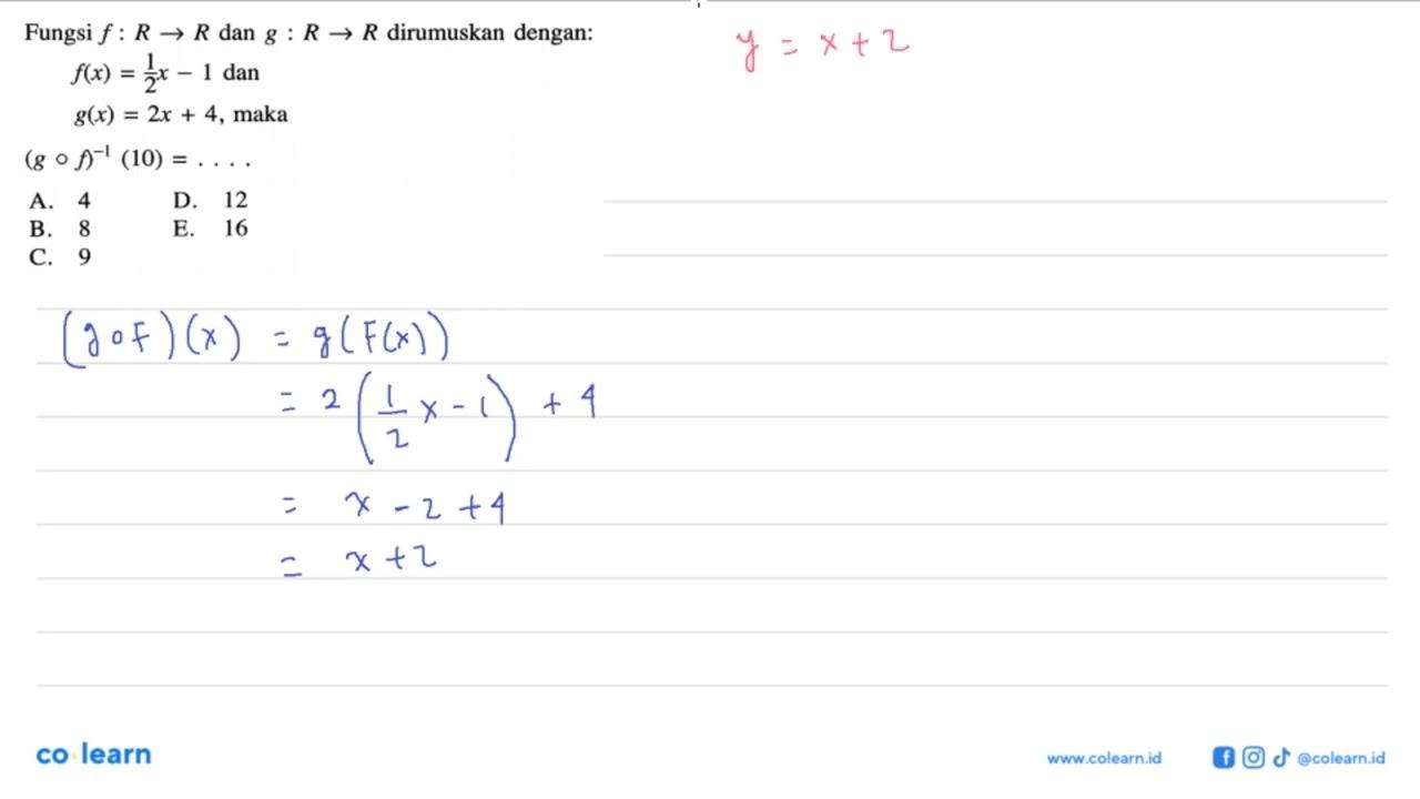 Fungsi f:R->R dan g:R->R dirumuskan dengan:f(x)=1/(2x-1)