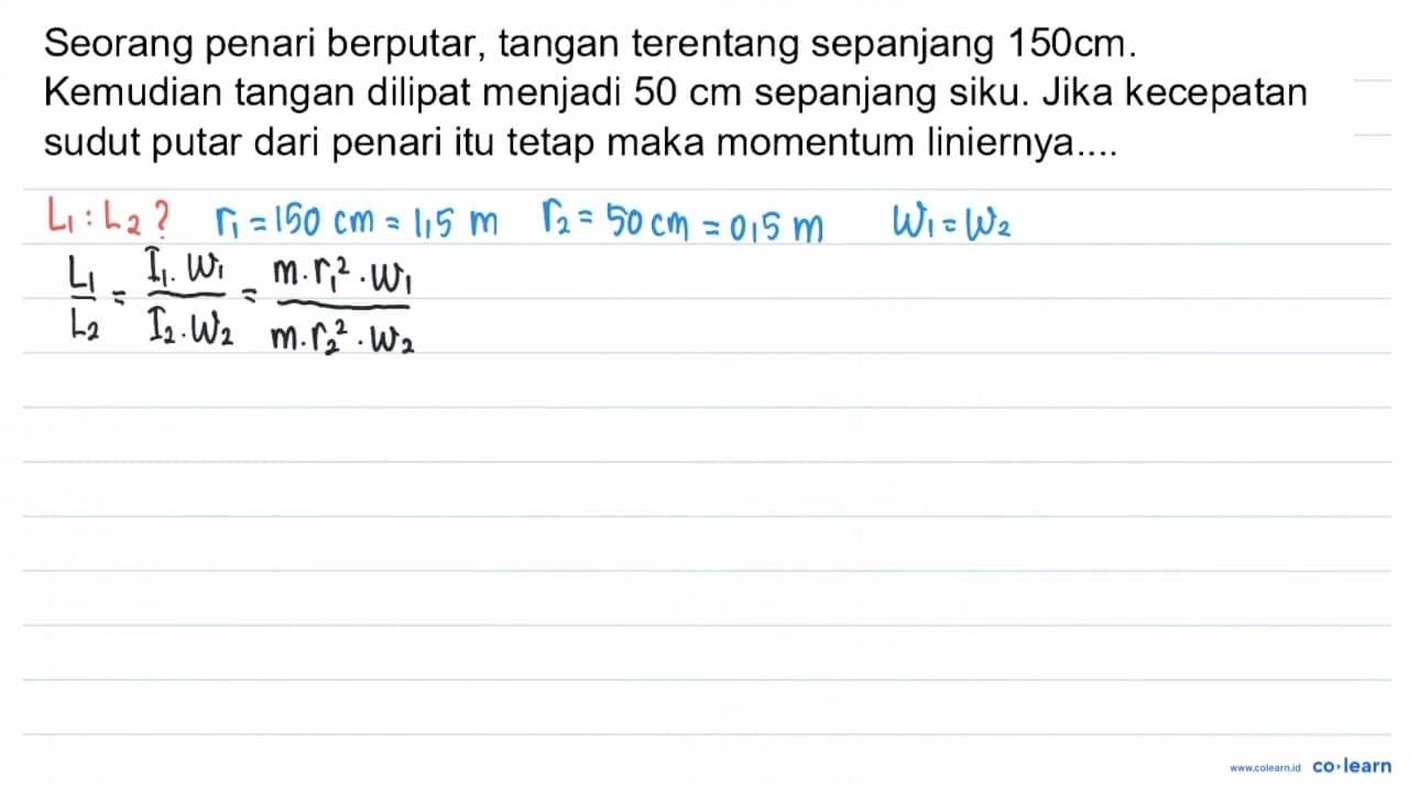 Seorang penari berputar, tangan terentang sepanjang 150 cm