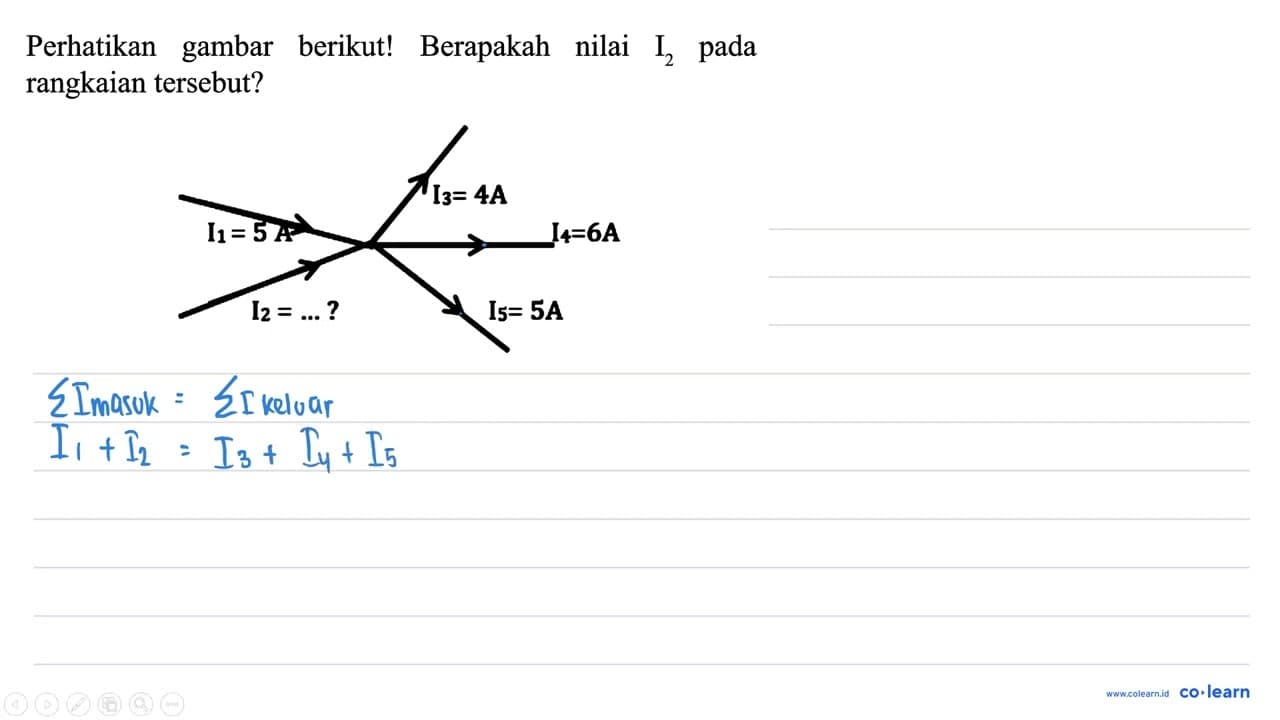 Perhatikan gambar berikut! Berapakah nilai I_(2) pada