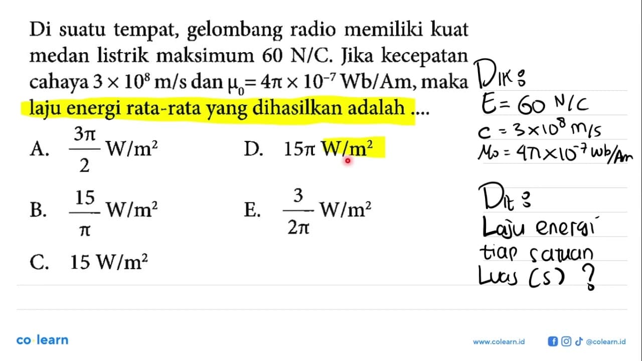 Di suatu tempat, gelombang radio memiliki kuat medan