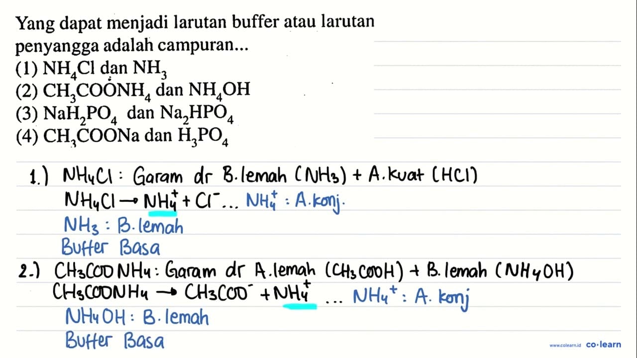 Yang dapat menjadi larutan buffer atau larutan penyangga