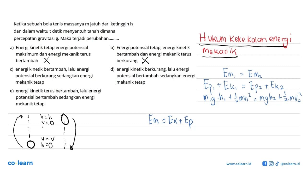 Ketika sebuah bola tenis massanya m jatuh dari ketinggin h