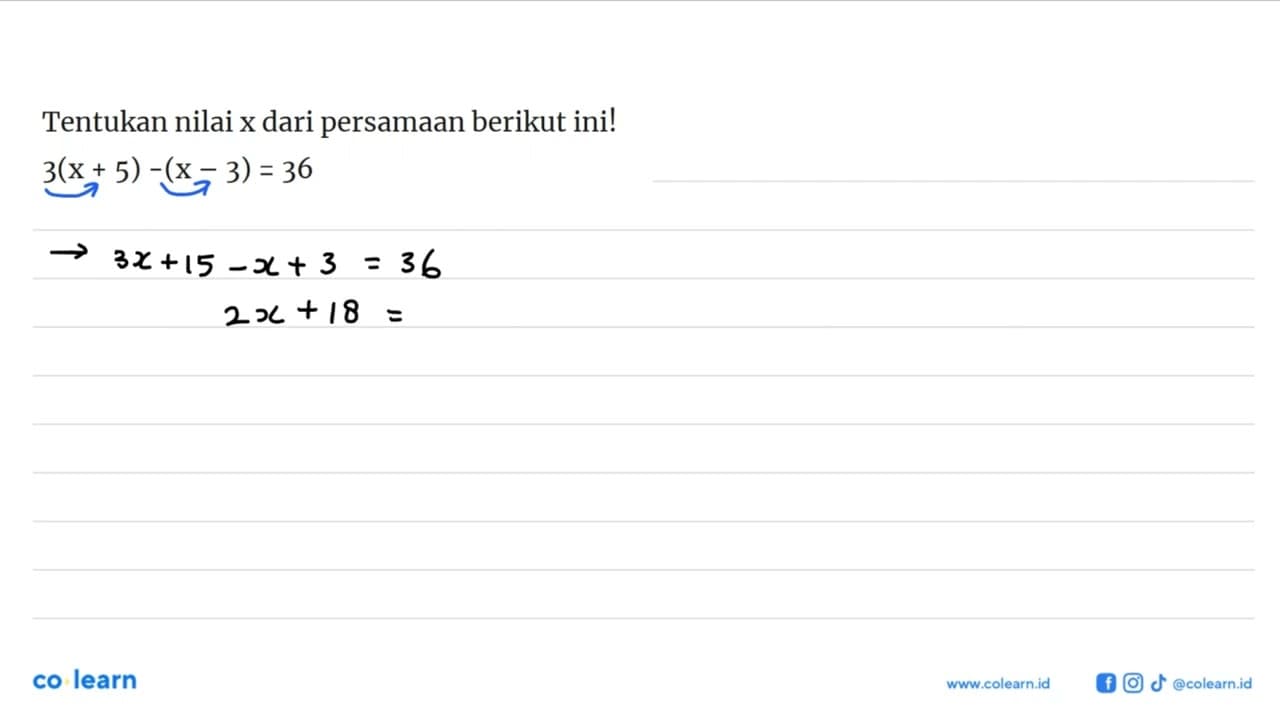 Tentukan nilai x dari persamaan berikut ini!