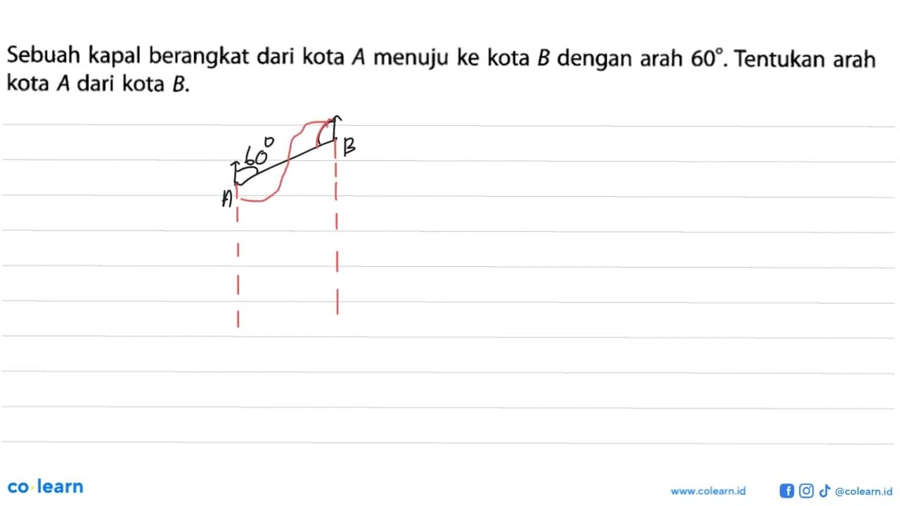 Sebuah kapal berangkat dari kota A menuju ke kota B dengan