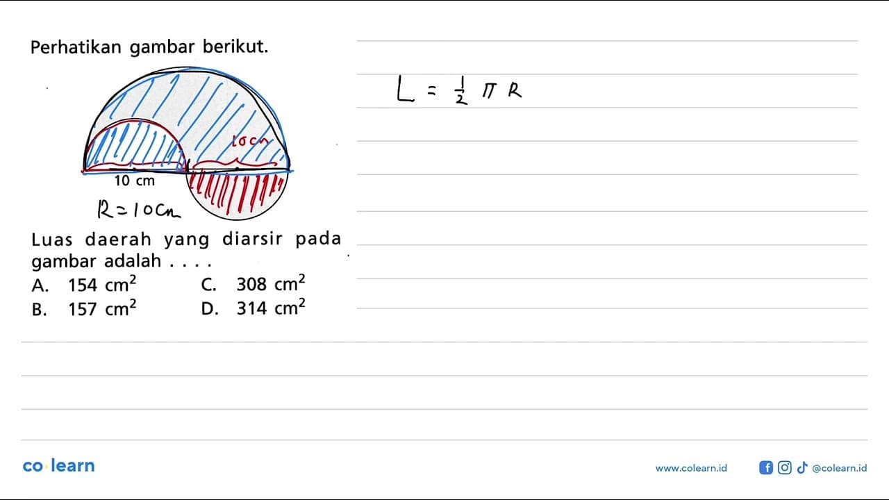 Perhatikan gambar berikut. 10 cm Luas daerah yang diarsir