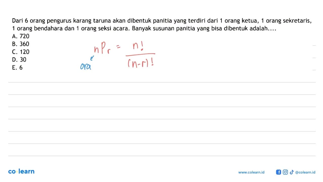 Dari 6 orang pengurus karang taruna akan dibentuk panitia