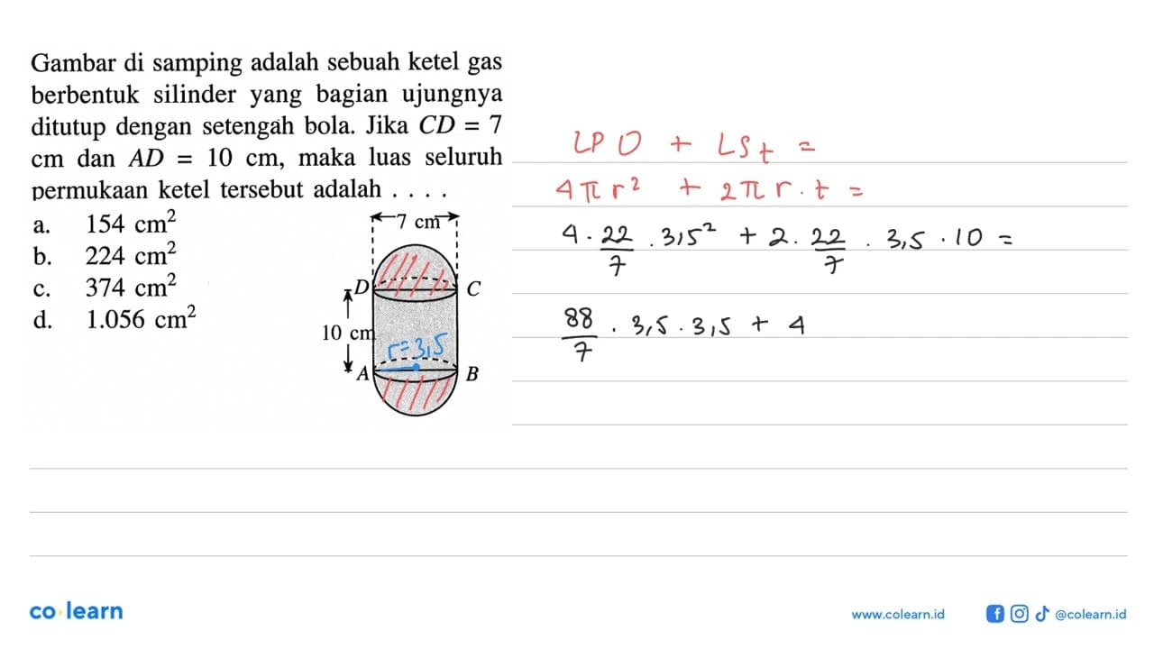 Gambar di samping adalah sebuah ketel gas berbentuk