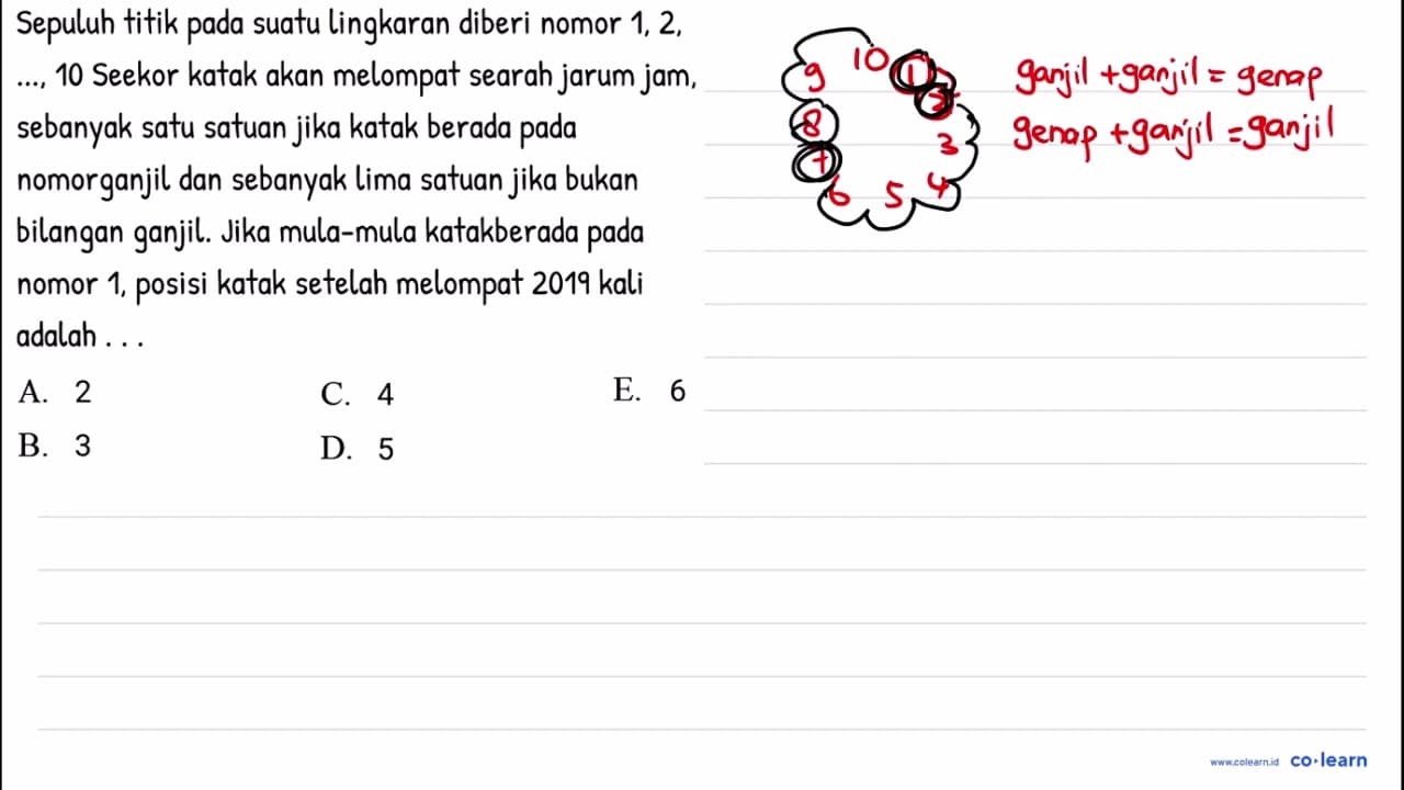 Sepuluh titik pada suatu lingkaran diberi nomor 1, 2, ...,