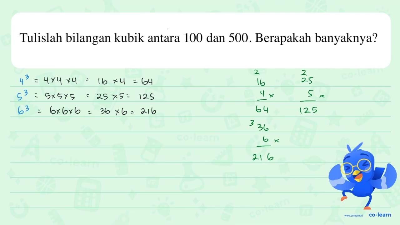 a. 10^3 = ... dan (1000)^1/3 = ... b. (1)^1/3 + (8)^1/3 =