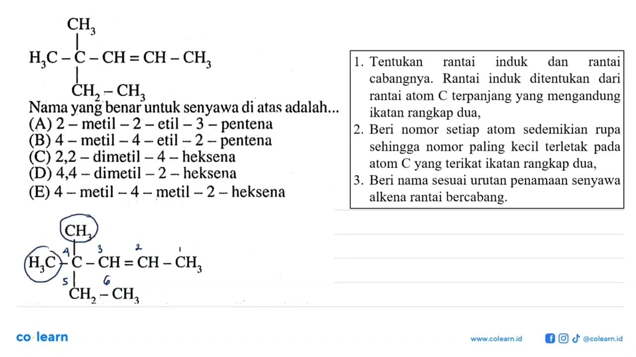 H3C-C-CH=CH-CH3 CH3 CH2-CH3 Nama yang benar untuk senyawa