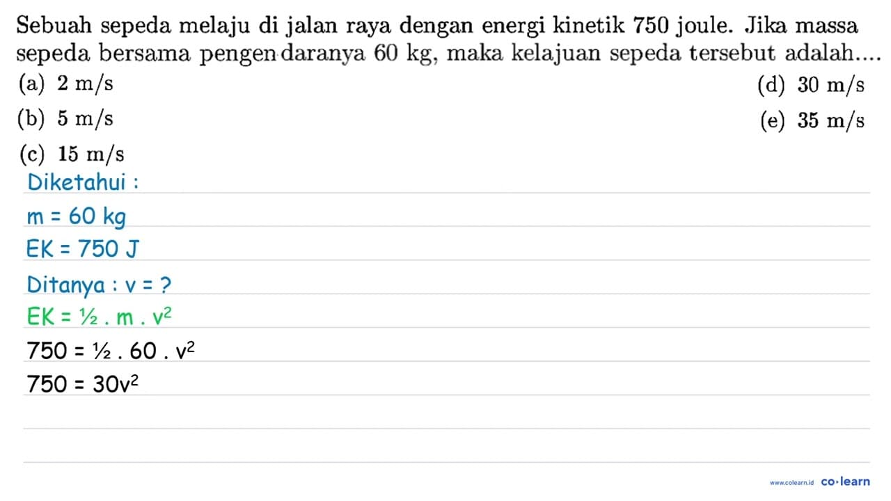 Sebuah sepeda melaju di jalan raya dengan energi kinetik