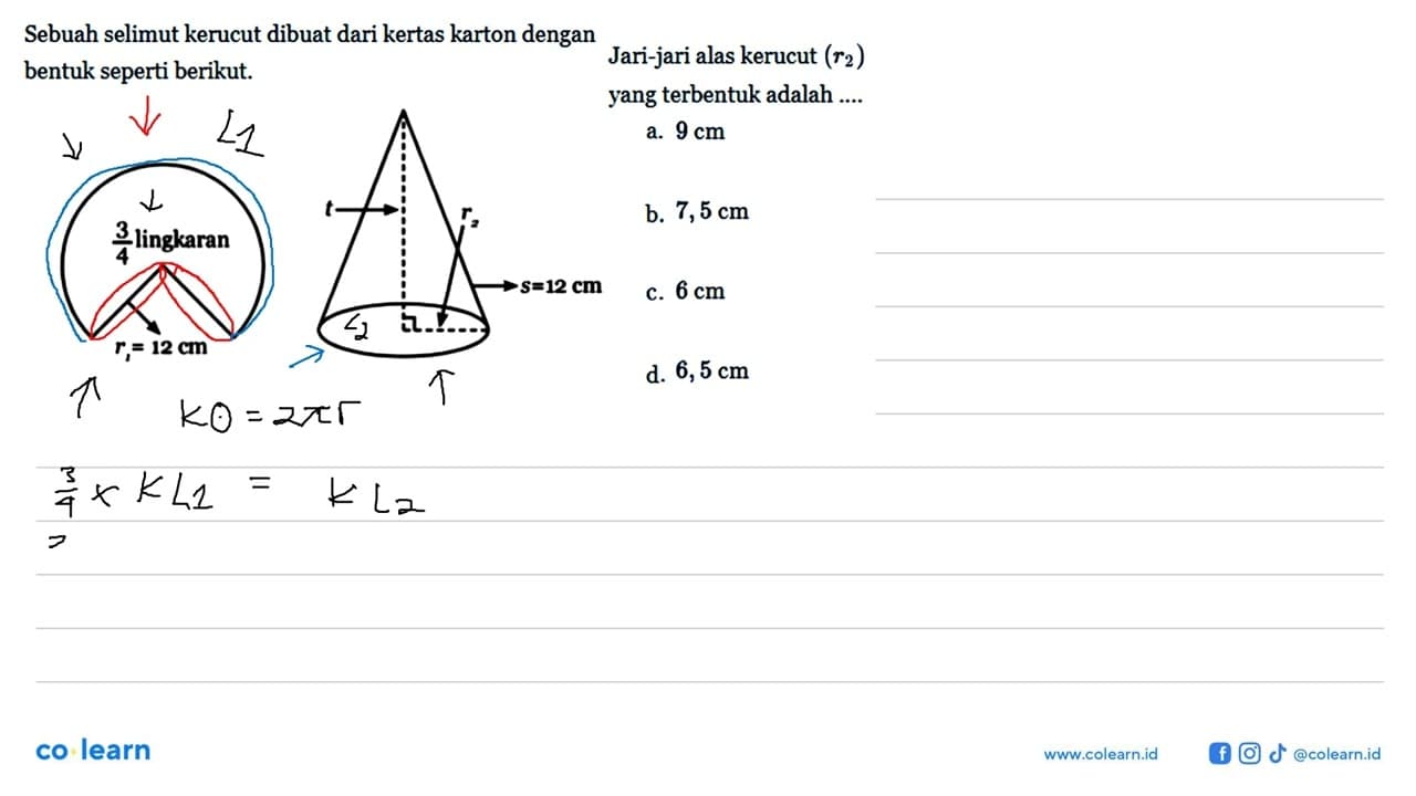 Sebuah selimut kerucut dibuat dari kertas karton dengan