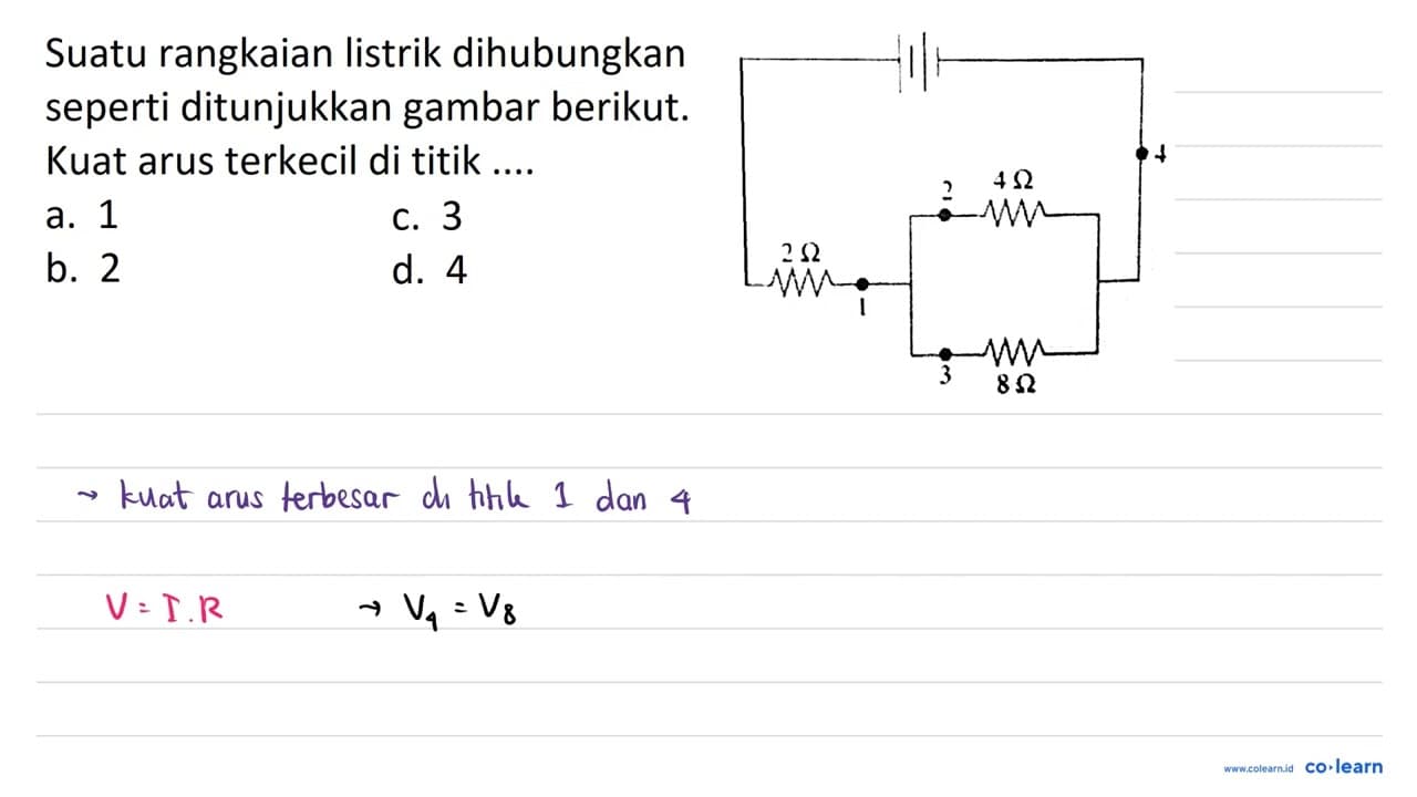 Suatu rangkaian listrik dihubungkan seperti ditunjukkan