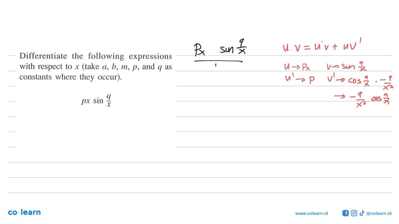 Differentiate following expressions the with respect to x