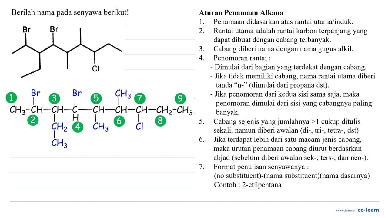 Berilah nama pada senyawa berikut Br Br Cl