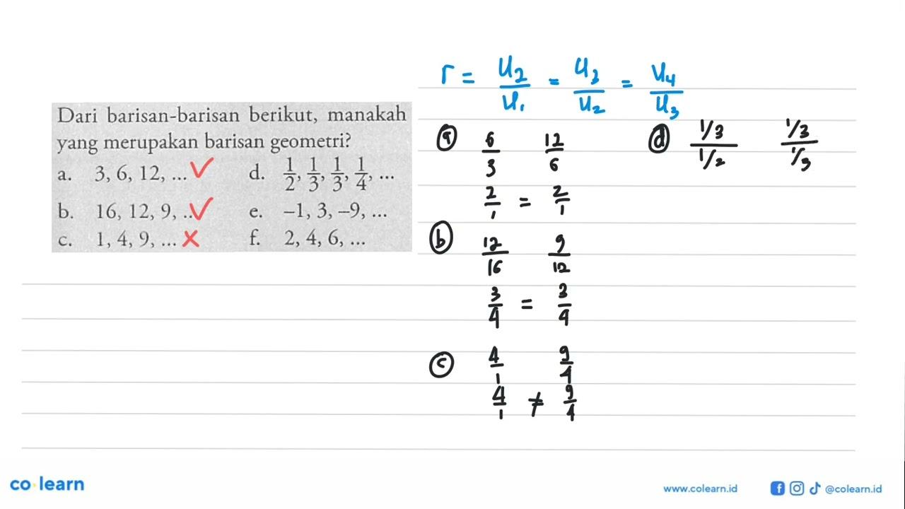 Dari barisan-barisan berikut, manakah yang merupakan