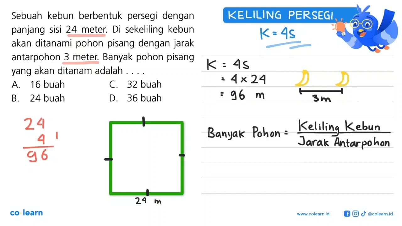 Sebuah kebun berbentuk persegi dengan panjang sisi 24