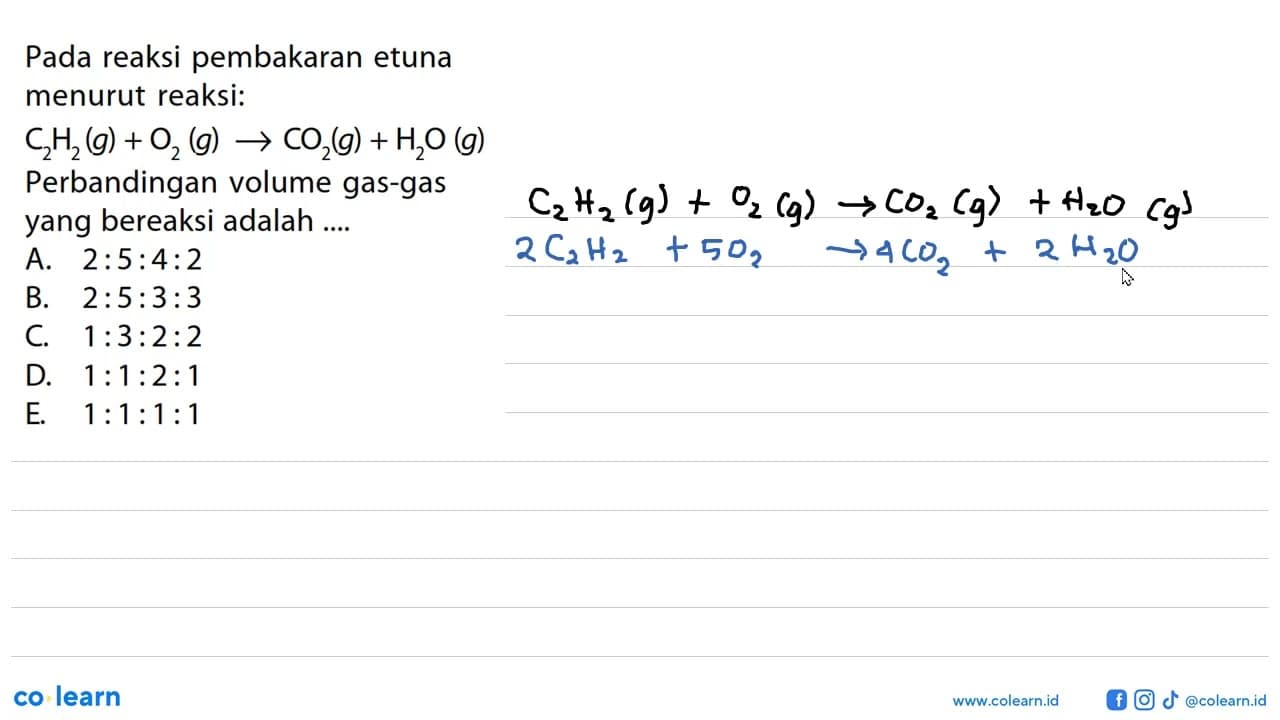 Pada reaksi pembakaran etuna menurut reaksi: C2 H2(g)+O2(g)