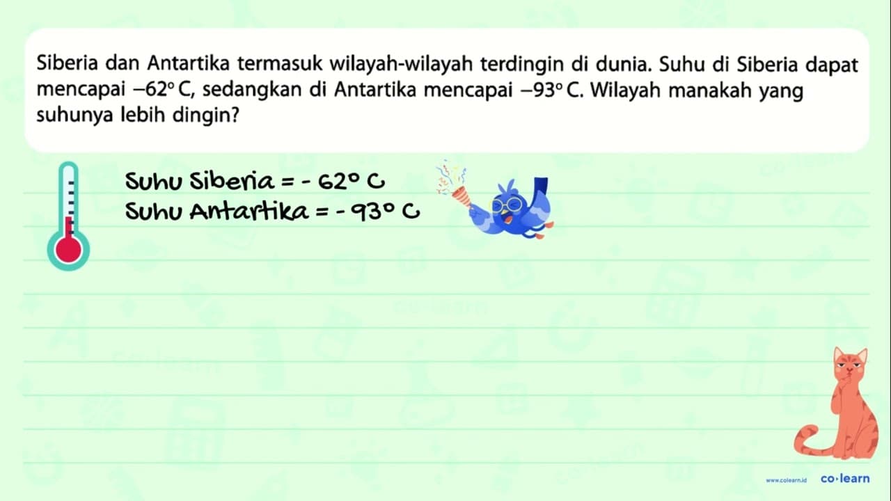 Siberia dan Antartika termasuk wilayah-wilayah terdingin di