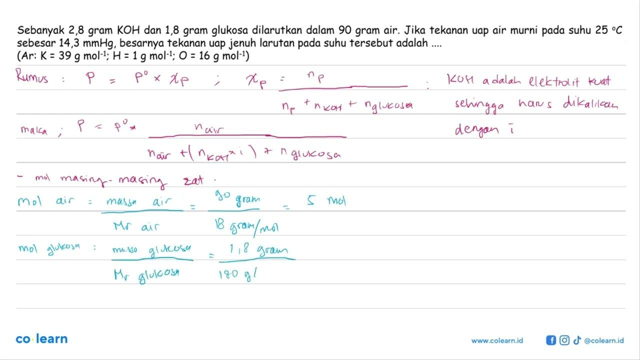 Sebanyak 2,8 gram KOH dan 1,8 gram glukosa dilarutkan dalam