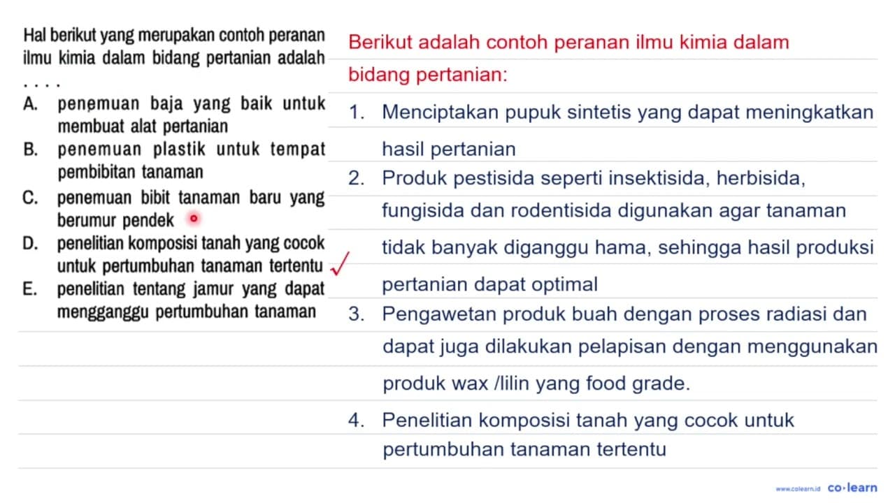 Hal berikut yang merupakan contoh peranan ilmu kimia dalam