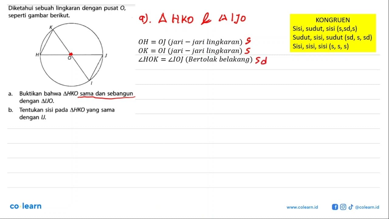 Diketahui sebuah lingkaran dengan pusat O, seperti gambar