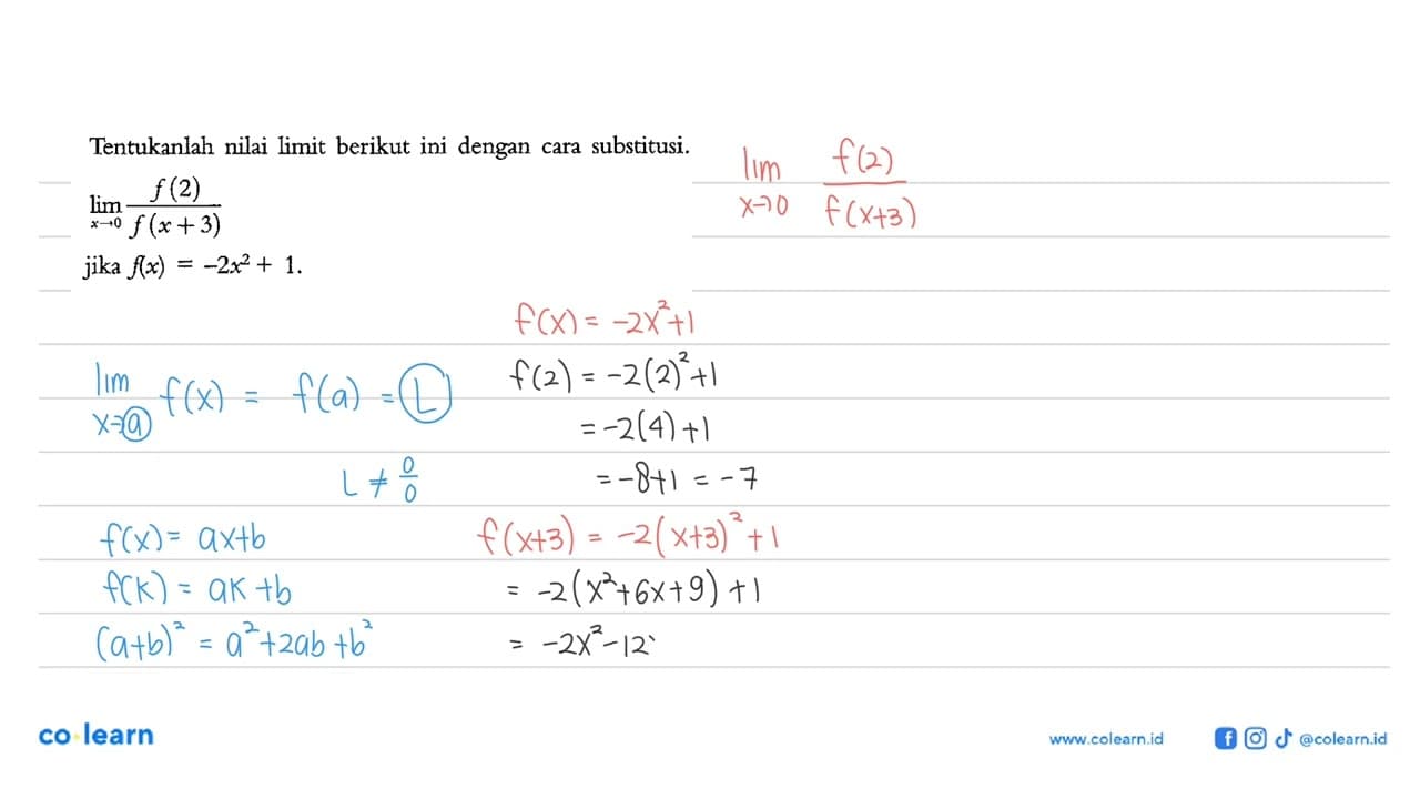 Tentukanlah nilai limit berikut ini dengan cara