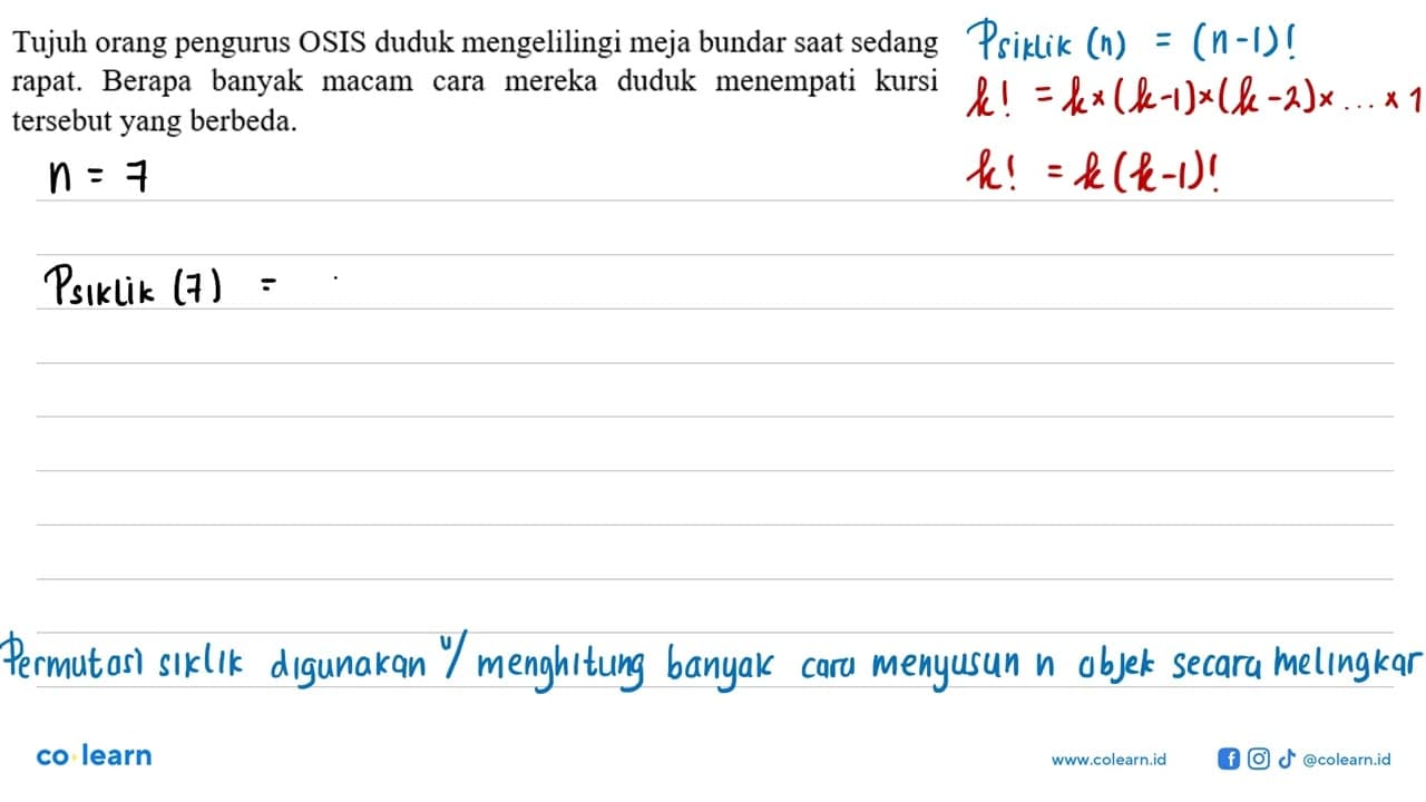 Tujuh orang pengurus OSIS duduk mengelilingi meja bundar