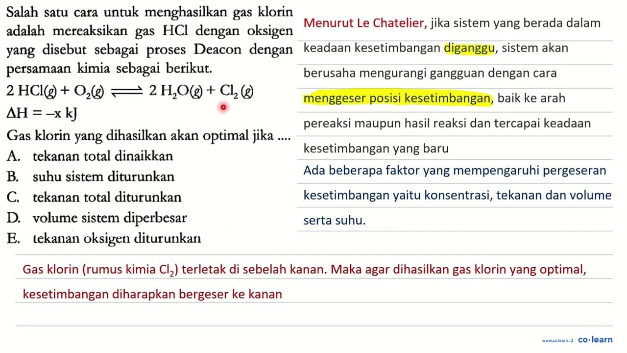 Salah satu cara untuk menghasilkan gas klorin adalah