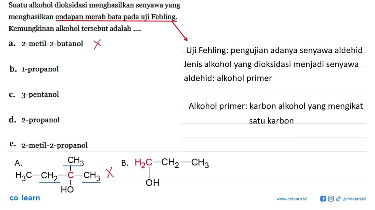 Suatu alkohol dioksidasi menghasilkan senyawa yang