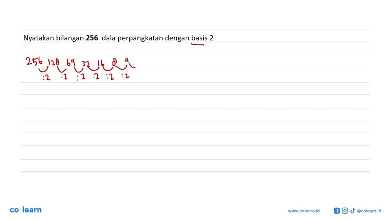 Nyatakan bilangan berikut dalam perpangkatan dengan basis 2