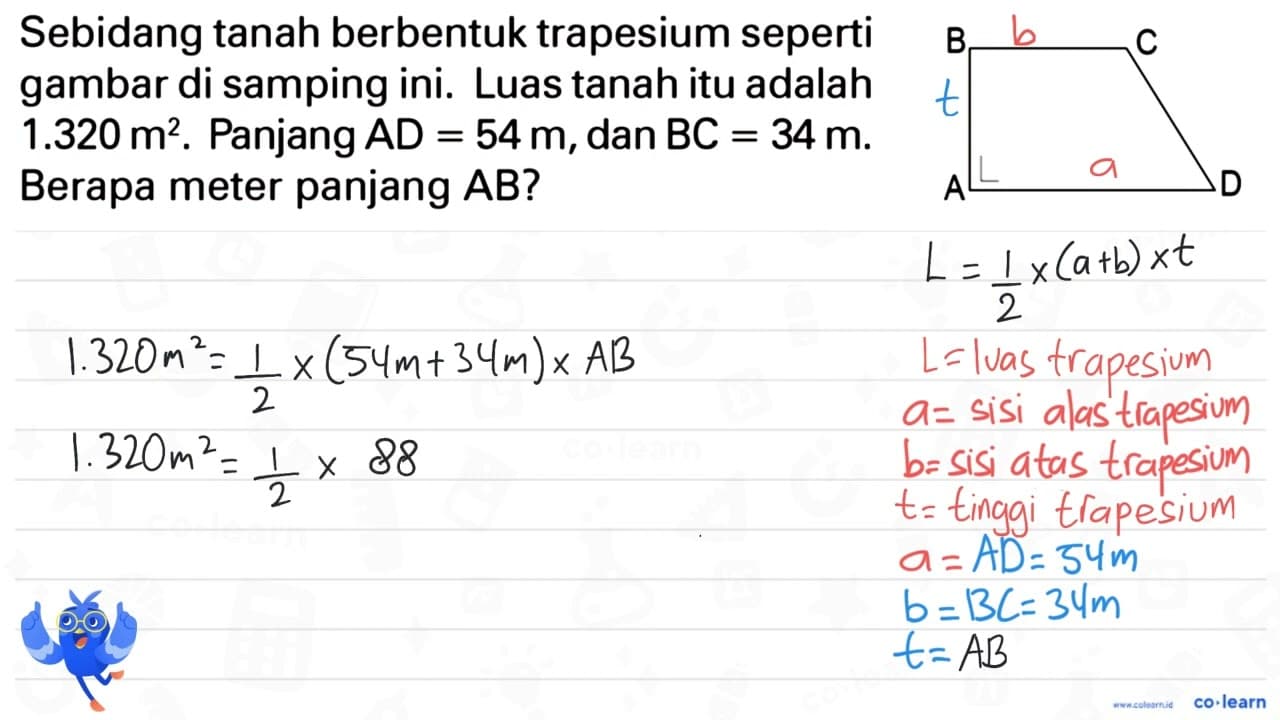 Sebidang tanah berbentuk trapesium seperti gambar di