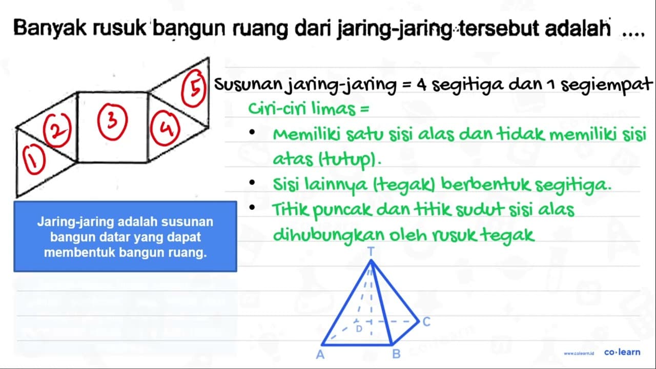 Banyak rusuk bangun ruang dari jaring-jaring tersebut