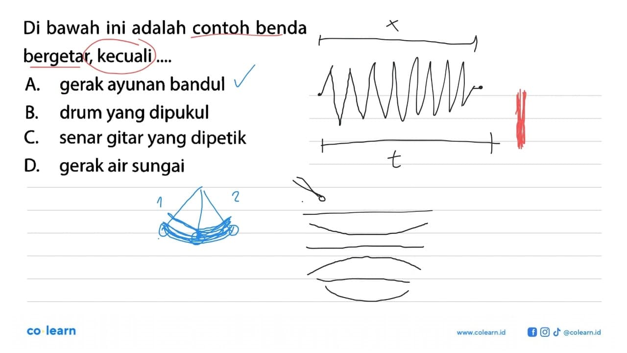 Di bawah ini adalah contoh benda bergetar, kecuali .... A.