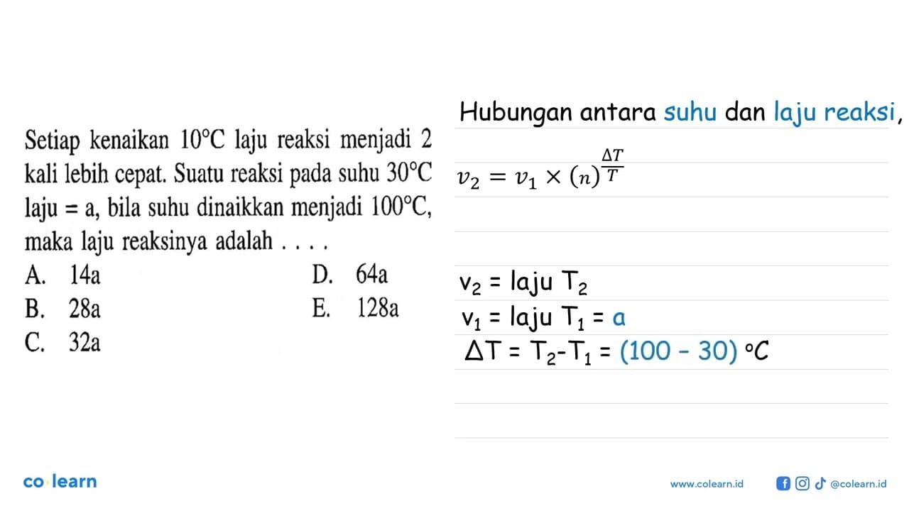 Setiap kenaikan 10 C laju reaksi menjadi 2 kali lebih