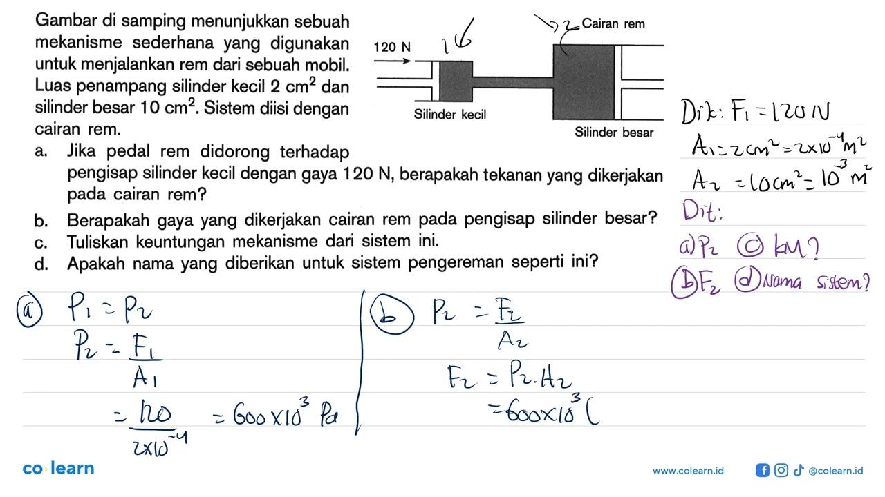 120 N Silinder kecil Cairan rem Silinder besar Gambar di