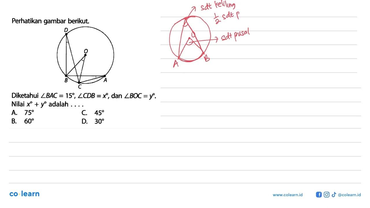 Perhatikan gambar berikut. D O B C A Diketahui sudut