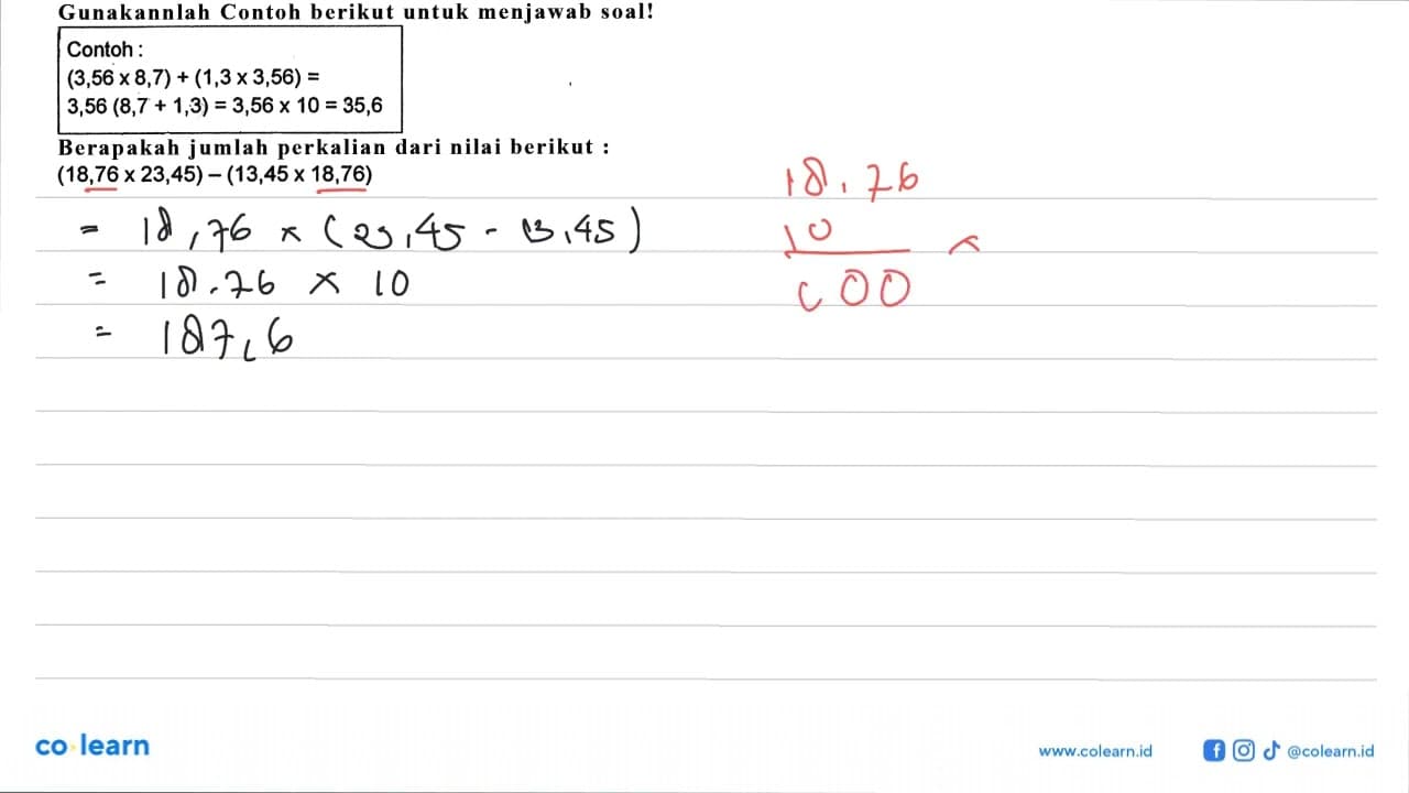 Gunakannlah Contoh berikut untuk menjawab soal! Contoh :