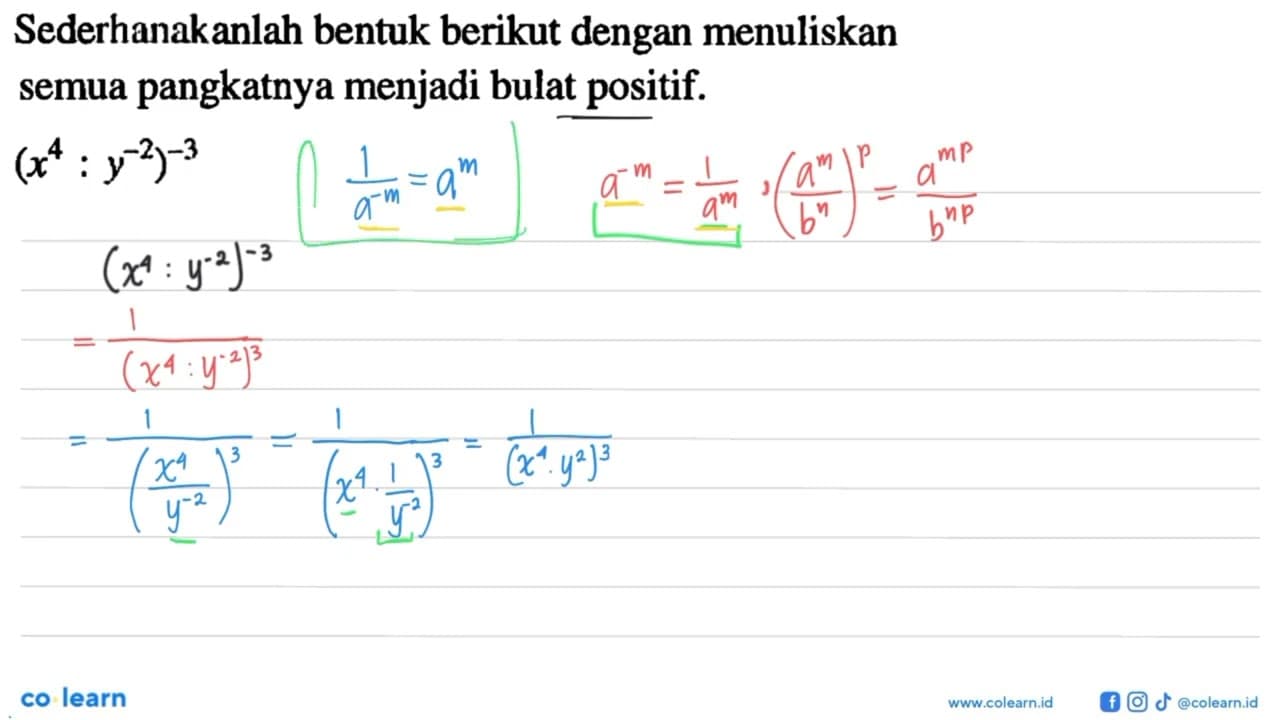 Sederhanakanlah bentuk berikut dengan menuliskan semua