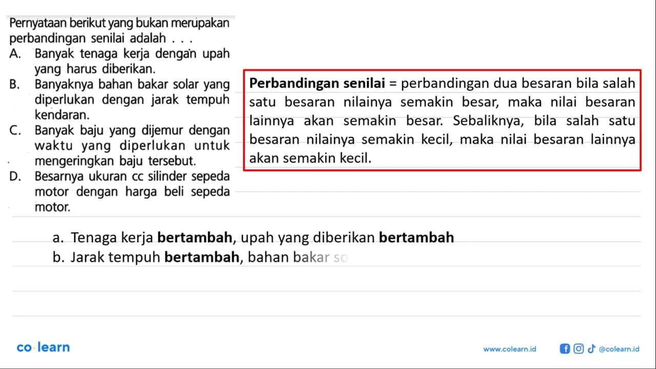 Pernyataan berikut yang bukan merupakan perbandingan