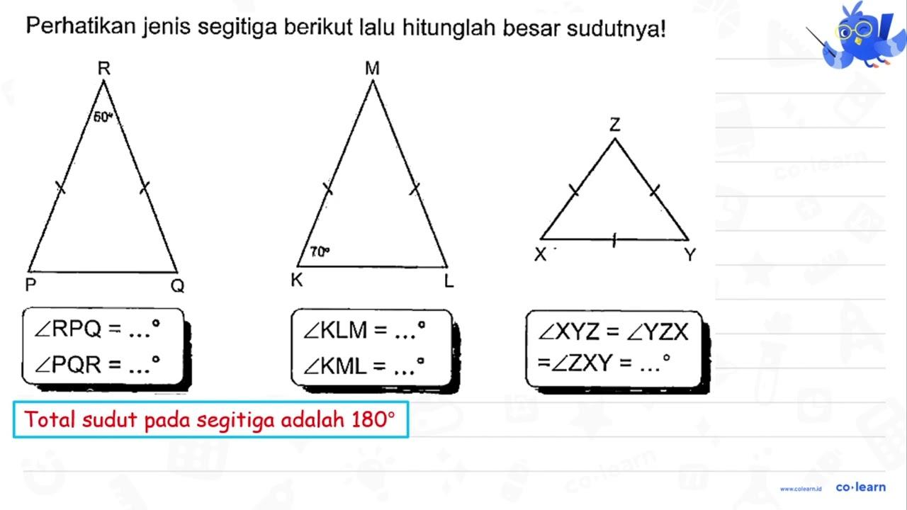 Perhatikan jenis segitiga berikut lalu hitunglah besar