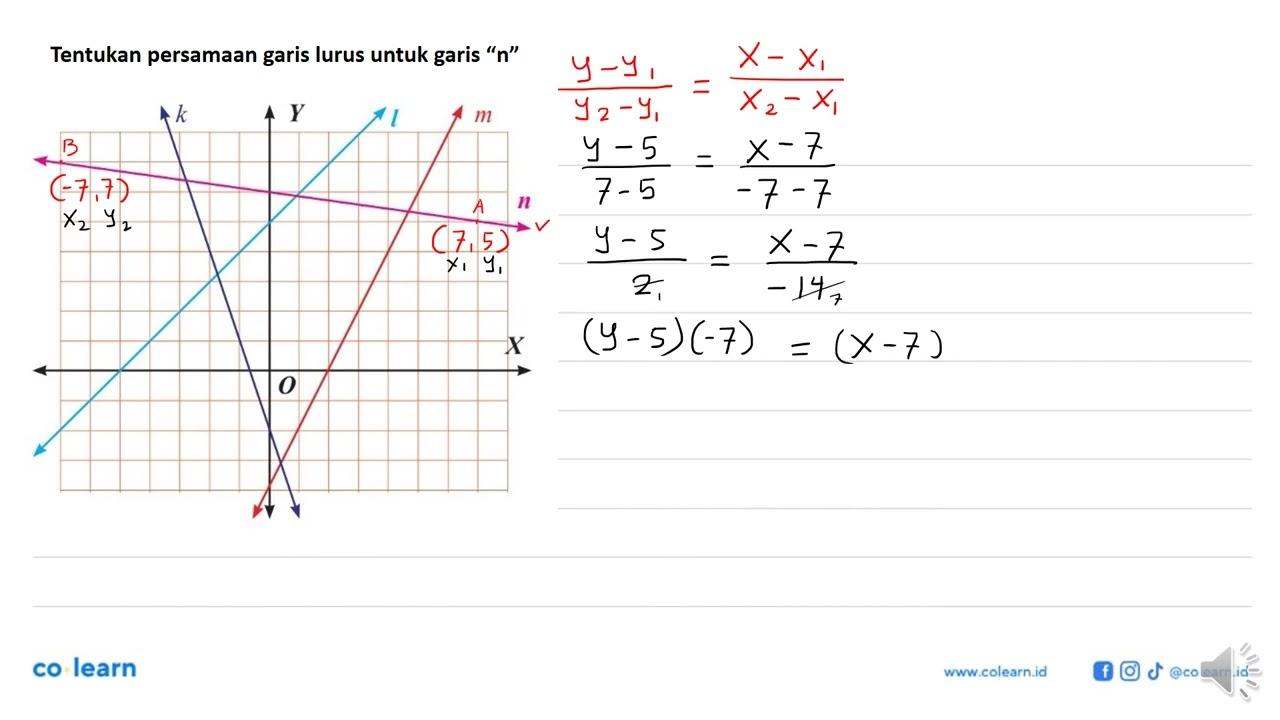 Tentukan persamaan garis lurus untuk tiap-tiap garis