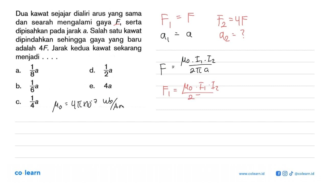 Dua kawat sejajar dialiri arus yang sama dan searah