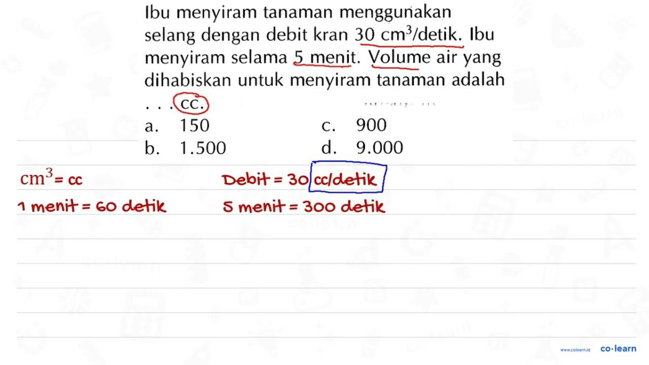 Ibu menyiram tanaman menggunakan selang dengan debit kran