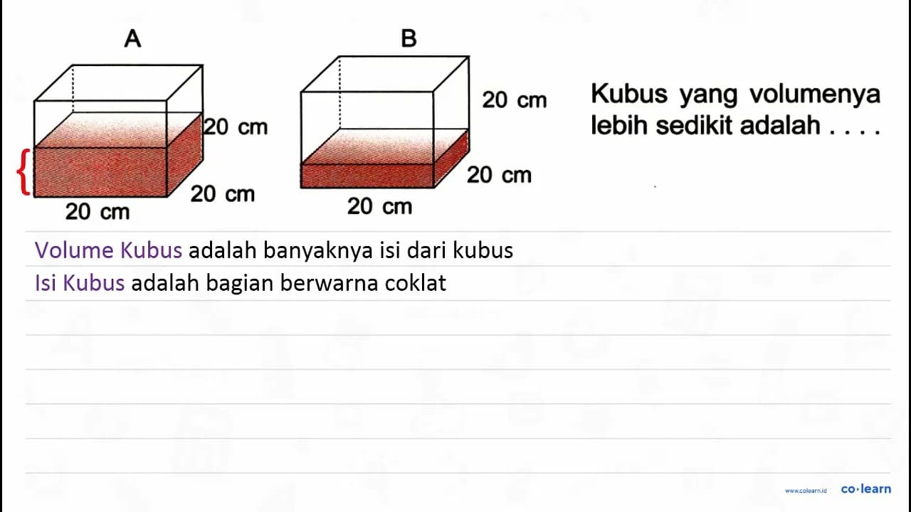 A 20 cm 20 cm 20 cm B 20 cm 20 cm 20 cm Kubus yang