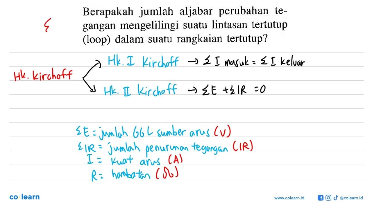 Berapakah jumlah aljabar perubahan tegangan mengelilingi